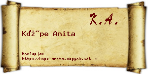 Köpe Anita névjegykártya